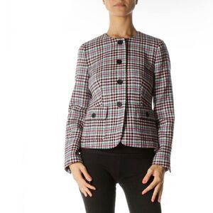 NWT Talbots houndstooth plaid wool blend blazer size 6